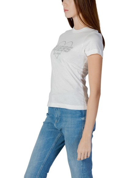 T-shirt femme Guess Active blanc imprimé strass bold