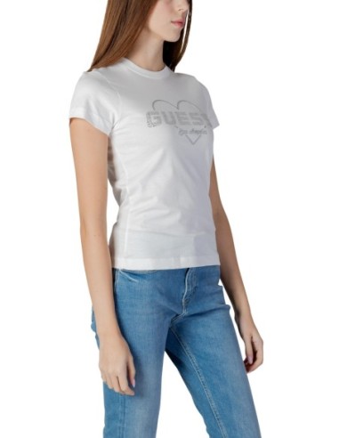 T-shirt femme Guess Active blanc imprimé strass bold
