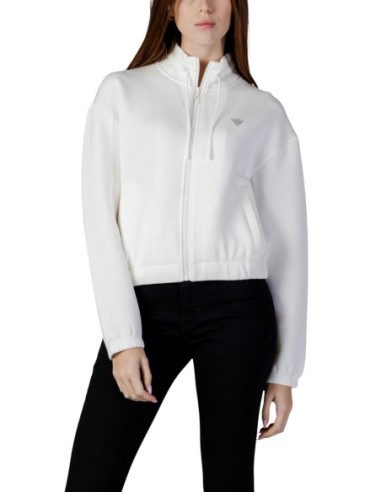 Sweat femme Guess Active blanc zip soft