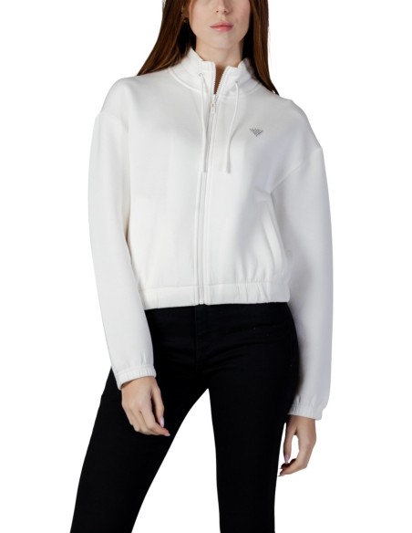 Sweat femme Guess Active blanc zip soft
