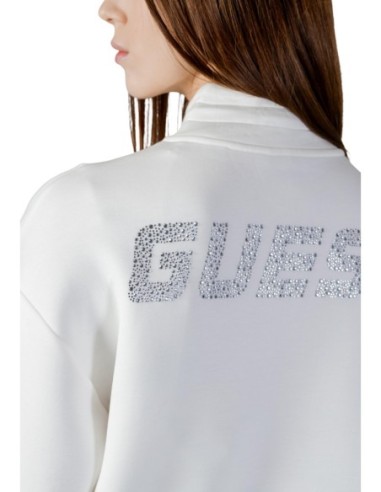 Sweat femme Guess Active blanc zip soft