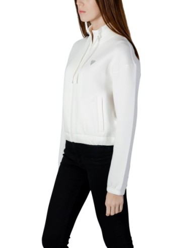 Sweat femme Guess Active blanc zip soft
