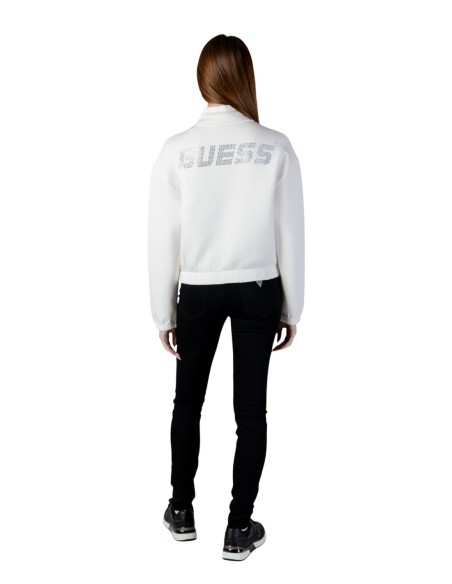 Sweat femme Guess Active blanc zip soft