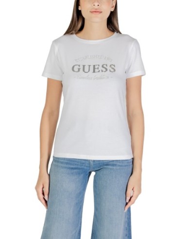 T-shirt femme Guess Active blanc imprimé trend