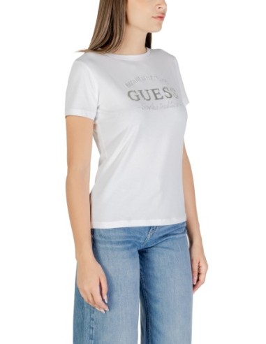 T-shirt femme Guess Active blanc imprimé trend