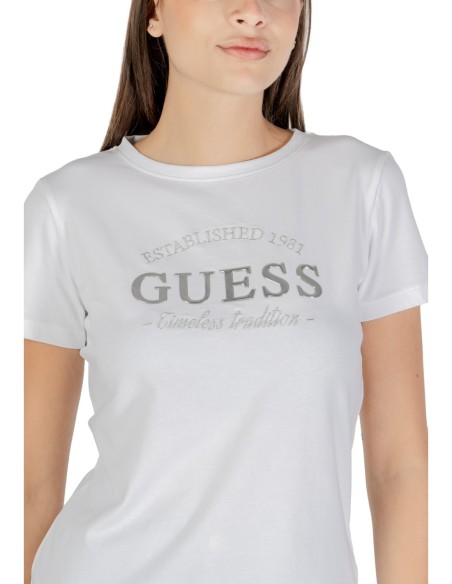 T-shirt femme Guess Active blanc imprimé trend