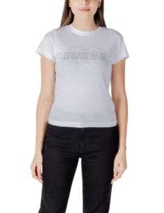 T-shirt femme Guess Active blanc imprimé strass light