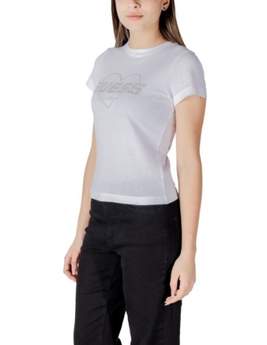 T-shirt femme Guess Active blanc imprimé strass light