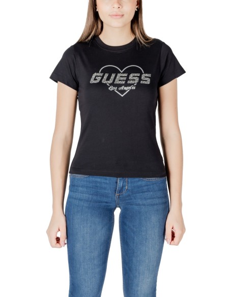 T-shirt femme Guess Active noir imprimé strass