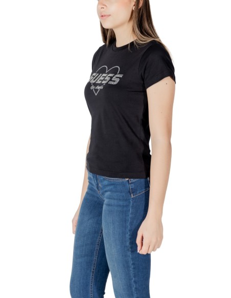 T-shirt femme Guess Active noir imprimé strass