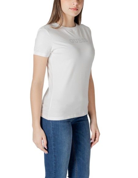 T-shirt femme Guess Active blanc mono stretch