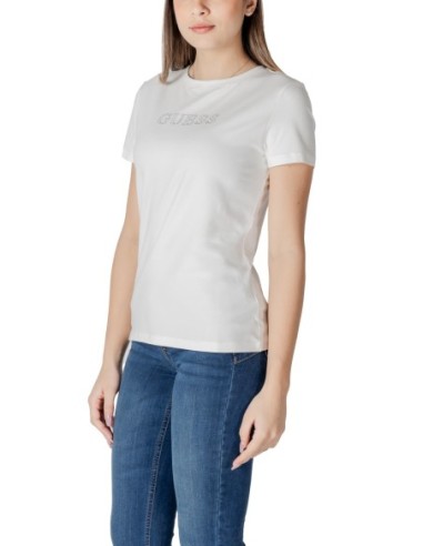 T-shirt femme Guess Active blanc mono stretch