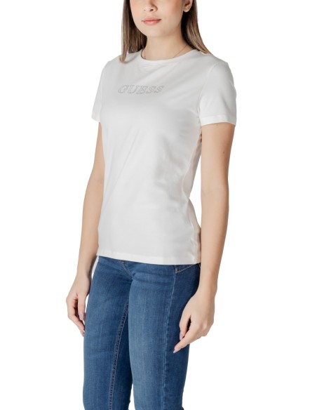 T-shirt femme Guess Active blanc mono stretch