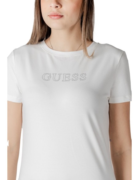 T-shirt femme Guess Active blanc mono stretch