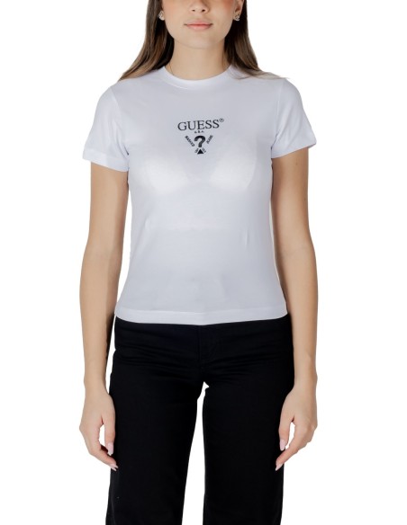 T-shirt femme Guess Active blanc imprimé dynamic