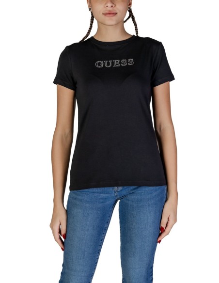 T-shirt femme Guess Active noir mono stretch