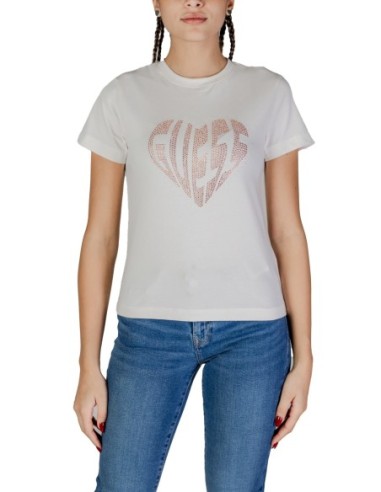 T-shirt femme Guess Active blanc imprimé sport