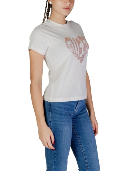 T-shirt femme Guess Active blanc imprimé sport