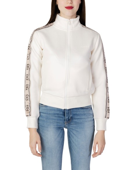 Sweat femme Guess Active blanc zip cotton