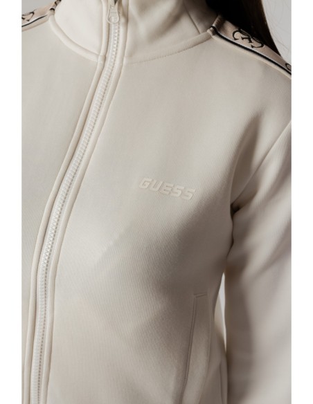 Sweat femme Guess Active blanc zip cotton