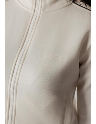 Sweat femme Guess Active blanc zip cotton