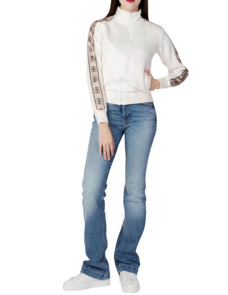Sweat femme Guess Active blanc zip cotton