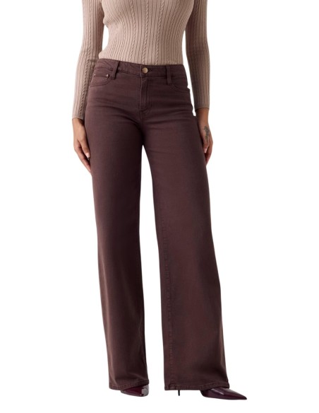 Pantalon femme Guess marron lyocell