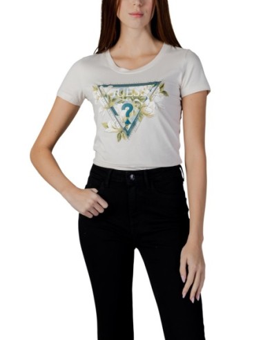 T-shirt femme Guess beige imprimé camelia
