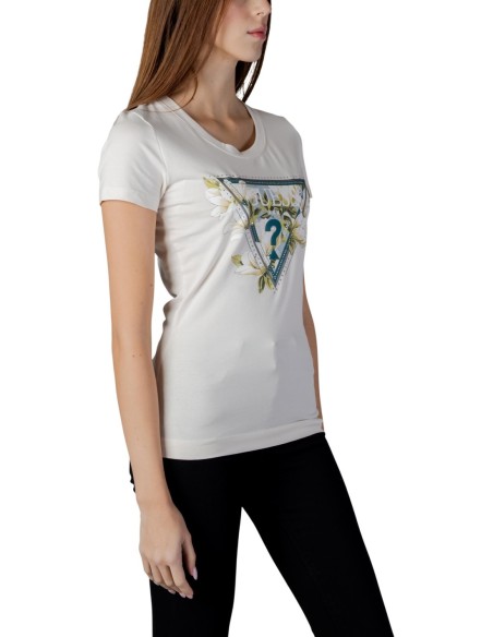 T-shirt femme Guess beige imprimé camelia