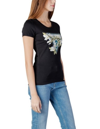 T-shirt femme Guess noir imprimé camelia