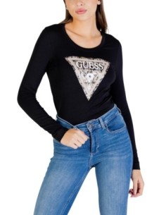 T‑shirt femme Guess noir manches longues