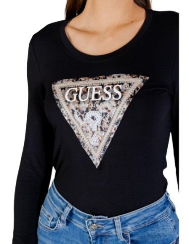 T‑shirt femme Guess noir manches longues