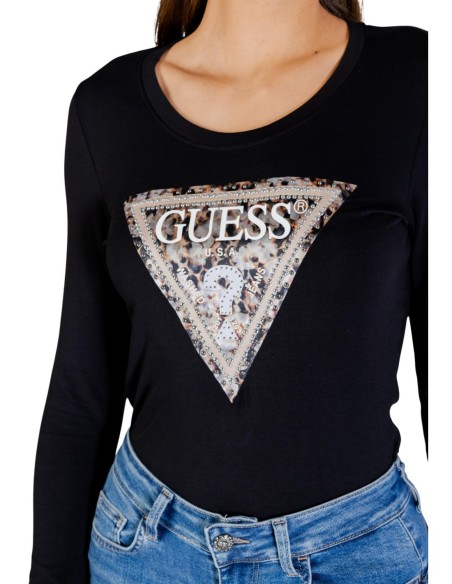 T‑shirt femme Guess noir manches longues