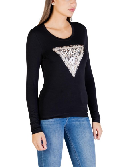 T‑shirt femme Guess noir manches longues