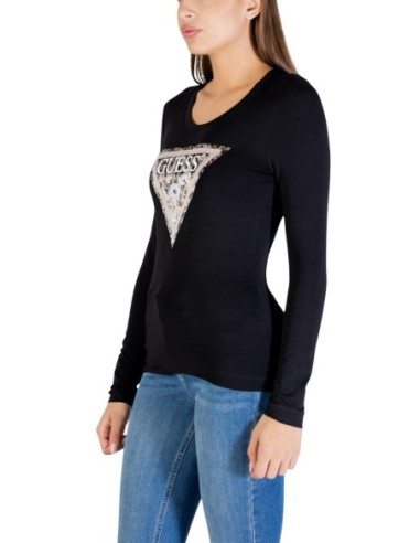 T‑shirt femme Guess noir manches longues