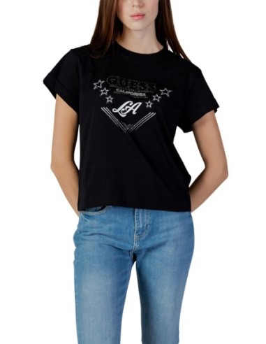T-shirt femme Guess noir imprimé stars