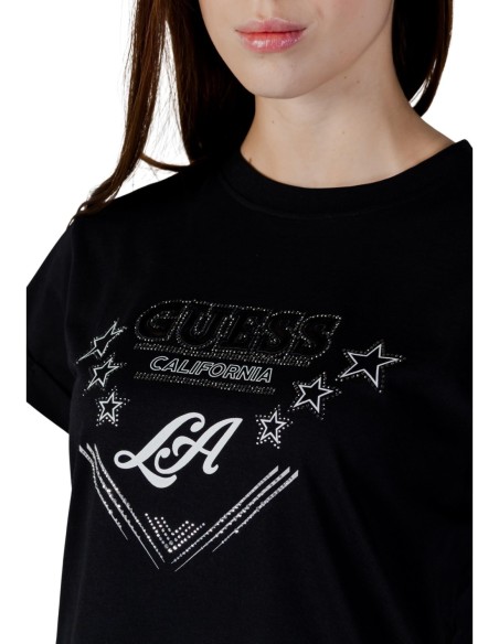 T-shirt femme Guess noir imprimé stars