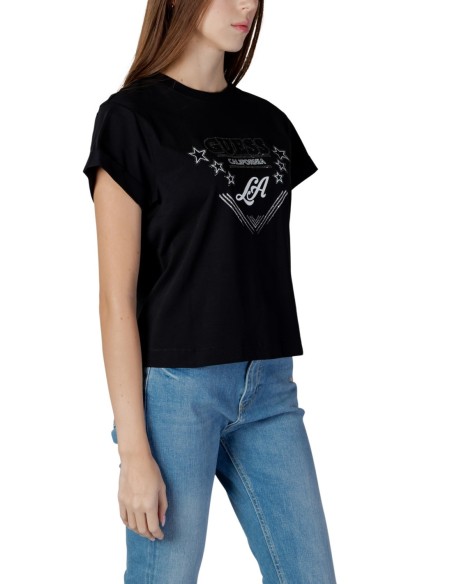 T-shirt femme Guess noir imprimé stars