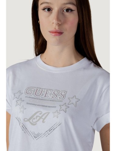 T-shirt femme Guess blanc imprimé stars