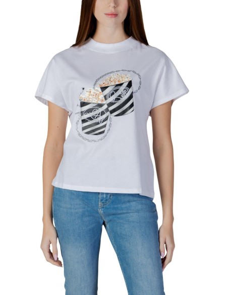 T-shirt femme Guess blanc imprimé popcorn