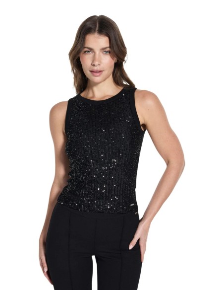Débardeur femme Guess noir sequins