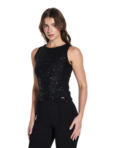Débardeur femme Guess noir sequins
