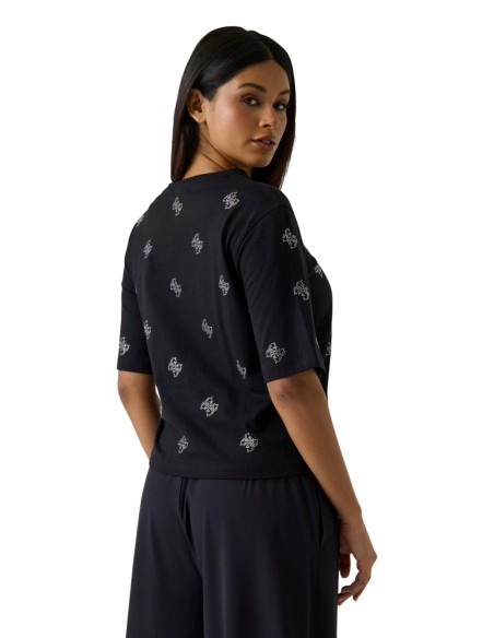 T-shirt femme Guess noir strass silvy