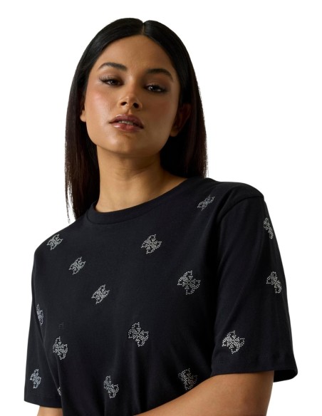 T-shirt femme Guess noir strass silvy