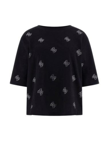 T-shirt femme Guess noir strass silvy