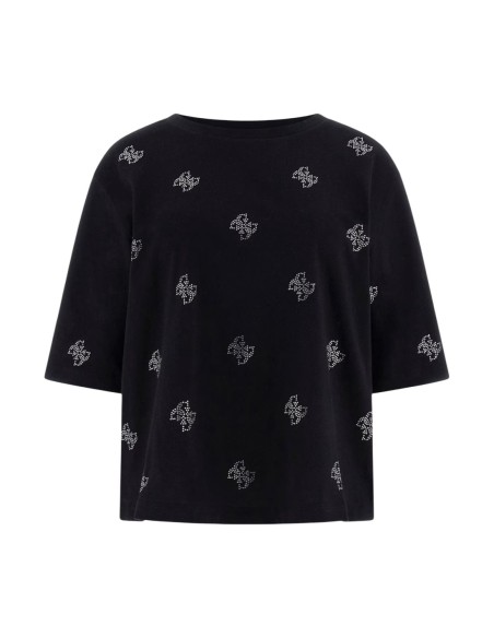 T-shirt femme Guess noir strass silvy