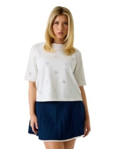 T-shirt femme Guess blanc strass silvy