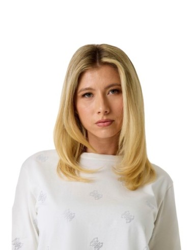 T-shirt femme Guess blanc strass silvy