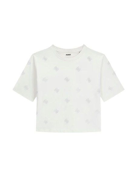 T-shirt femme Guess blanc strass silvy