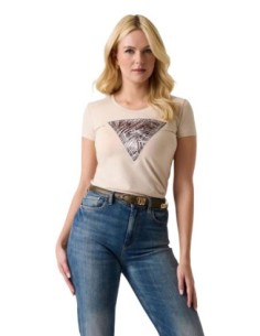 T-shirt femme Guess beige imprimé zebra